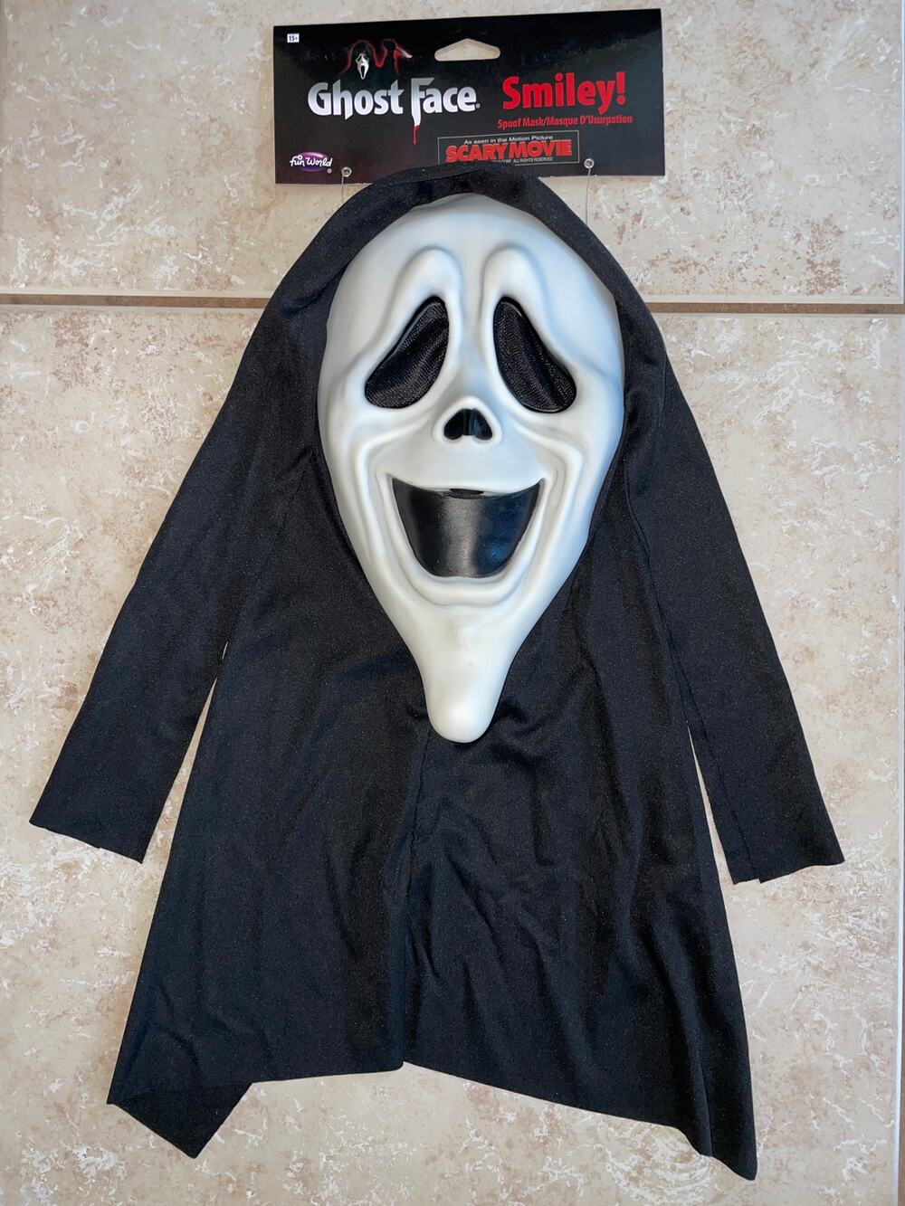 SCREAM SCARY MOVIE SMILEY GHOST FACE WITH SHROUD COSTUME MASK FW8511 NEW